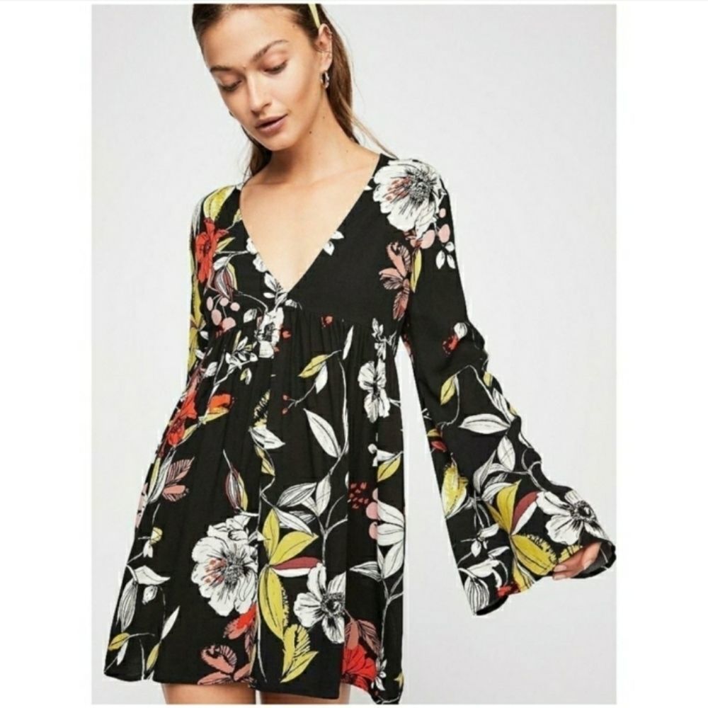 Free People Bella Print‎ Tunic Shirt Floral XS